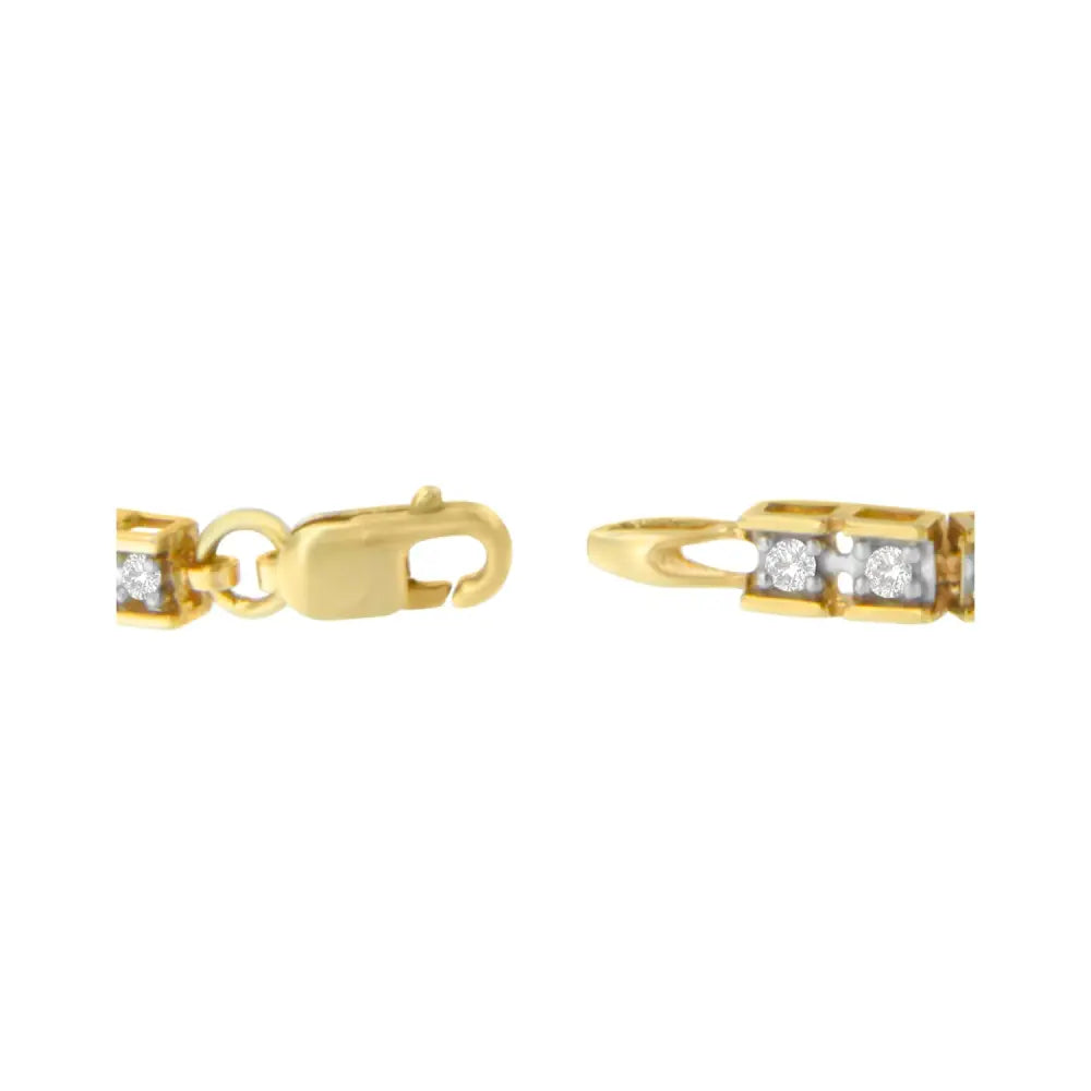 10k yellow gold 1.0 cttw round diamond pave link bracelet 7 inch bijoux-nyc direct