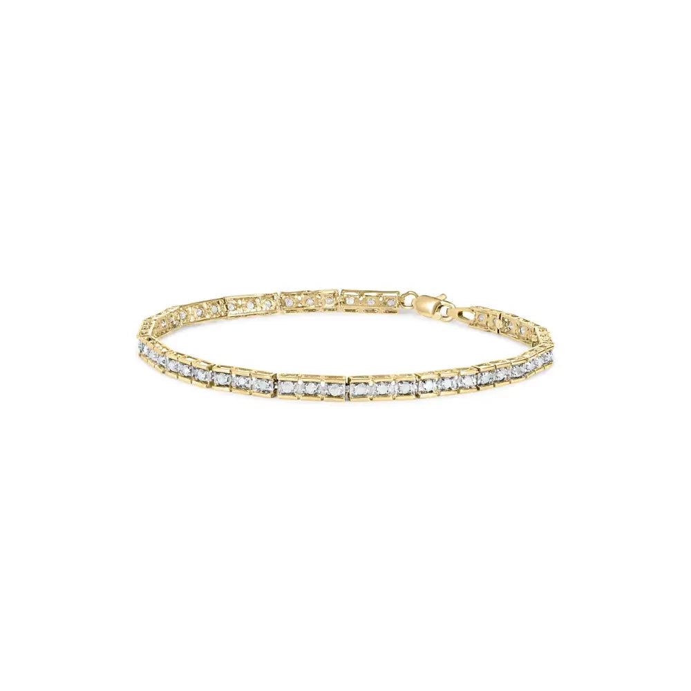 10k yellow gold 1.0 cttw round diamond pave link bracelet 7 inch bijoux-nyc direct