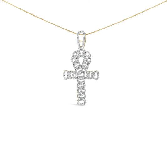 10k yellow gold 1.00 cttw ankh cross pendant (h i color si1 si2 clarity) 18’’ inches necklaces/pendant/pendant handcrafted
