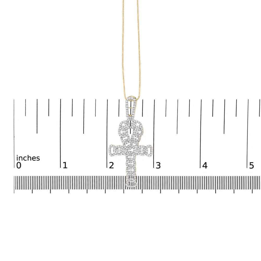 10k yellow gold 1.00 cttw ankh cross pendant (h i color si1 si2 clarity) 18’’ inches necklaces/pendant/pendant handcrafted