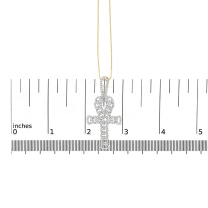 10k yellow gold 1.00 cttw ankh cross pendant (h i color si1 si2 clarity) 18’’ inches necklaces/pendant/pendant handcrafted