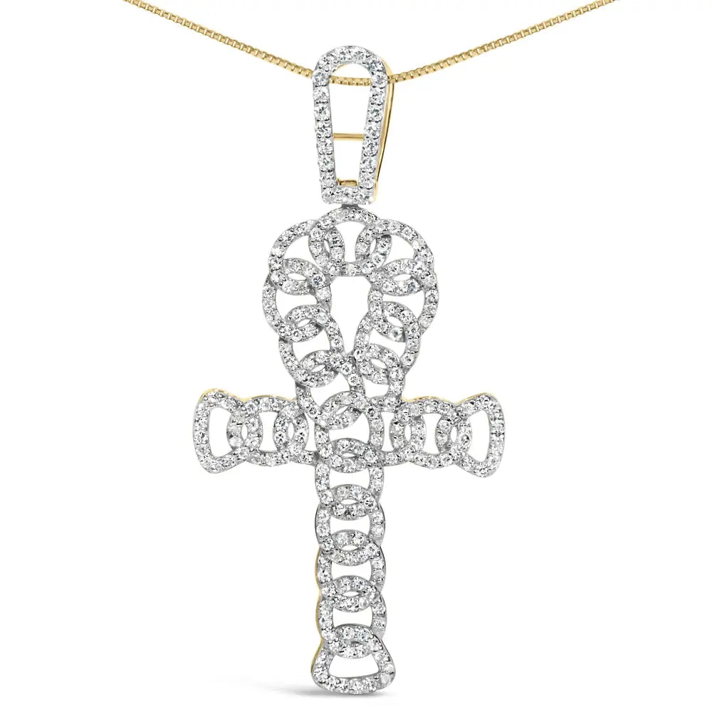 10k yellow gold 1.00 cttw ankh cross pendant (h i color si1 si2 clarity) 18’’ inches necklaces/pendant/pendant handcrafted