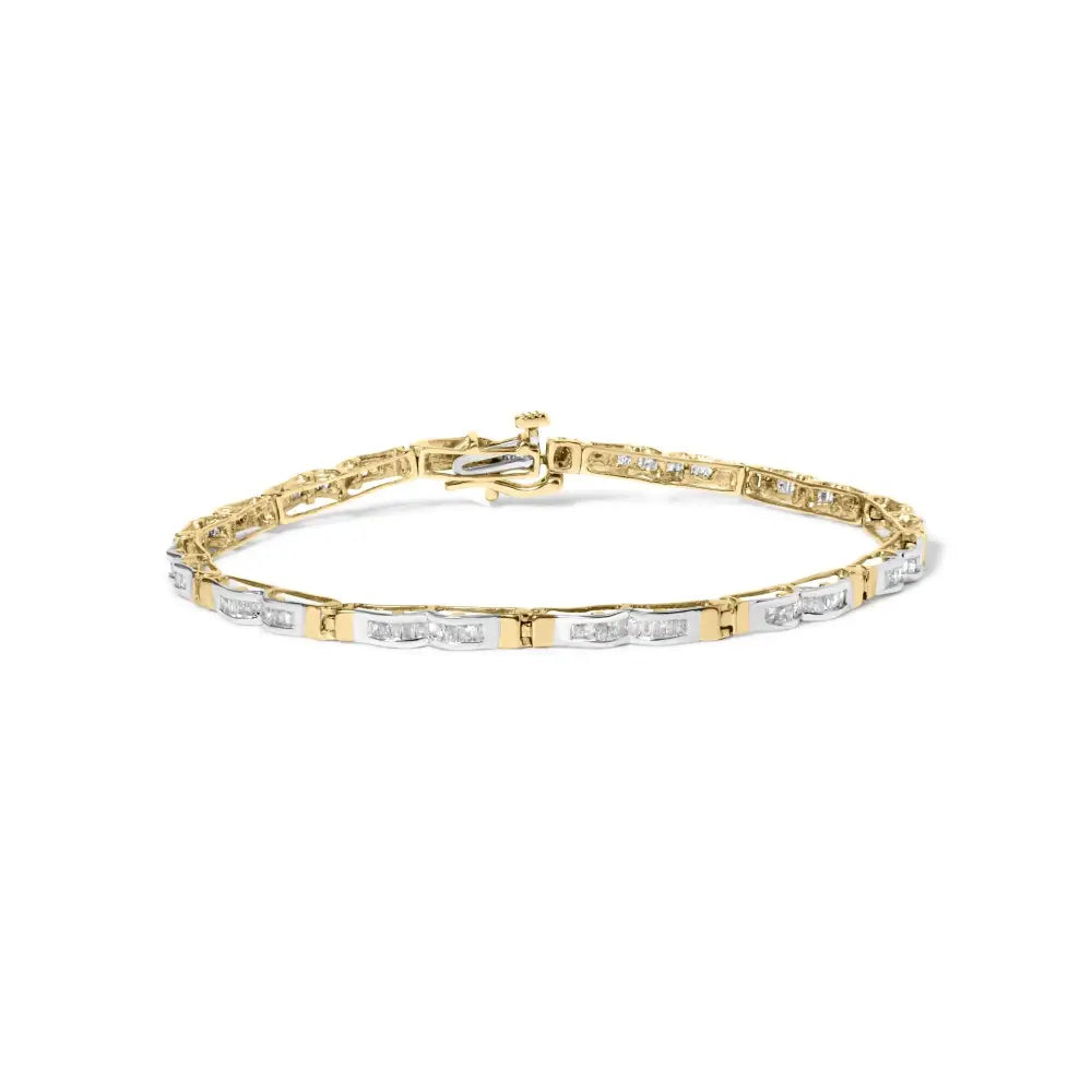 1.00 cttw baguette diamond channel link bracelet in 10k yellow gold 7 bijoux-nyc direct