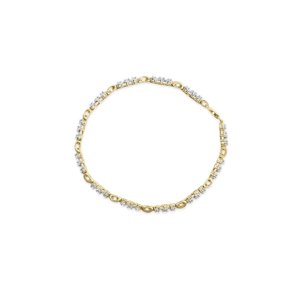 10k yellow gold 1.00 cttw diamond 3 stone link bracelet 7.25 inches bijoux-nyc direct
