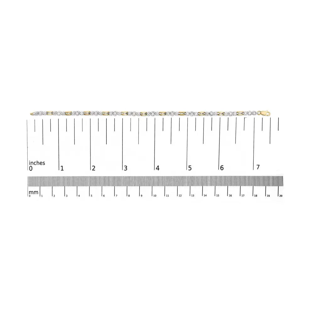 10k yellow gold 1.00 cttw diamond 3 stone link bracelet 7.25 inches bijoux-nyc direct