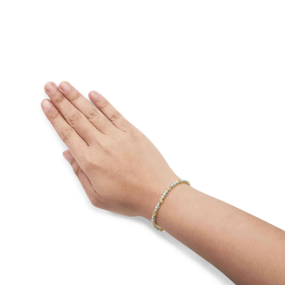 10k yellow gold 1.00 cttw diamond 3 stone link bracelet (i j color i1 i2 clarity) 7.25’’ inches bracelets/bracelet/link