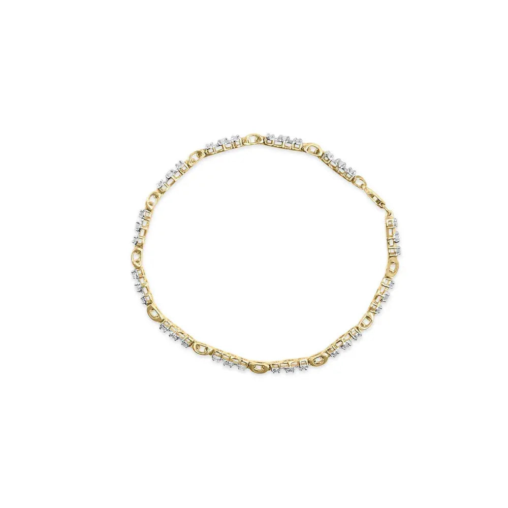 10k yellow gold 1.00 cttw diamond 3 stone link bracelet (i j color i1 i2 clarity) 7.25’’ inches bracelets/bracelet/link