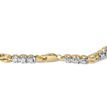 10k yellow gold 1.00 cttw diamond 3 stone link bracelet (i j color i1 i2 clarity) 7.25’’ inches bracelets/bracelet/link