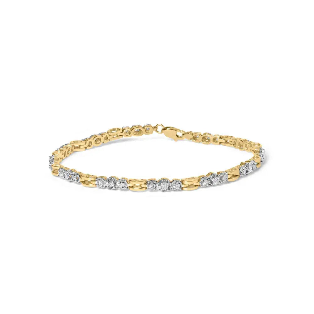 10k yellow gold 1.00 cttw diamond 3 stone link bracelet (i j color i1 i2 clarity) 7.25’’ inches bracelets/bracelet/link
