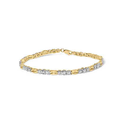 10k yellow gold 1.00 cttw diamond 3 stone link bracelet (i j color i1 i2 clarity) 7.25’’ inches bracelets/bracelet/link