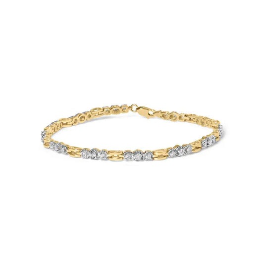 10k yellow gold 1.00 cttw diamond 3 stone link bracelet (i j color i1 i2 clarity) 7.25’’ inches bracelets/bracelet/link