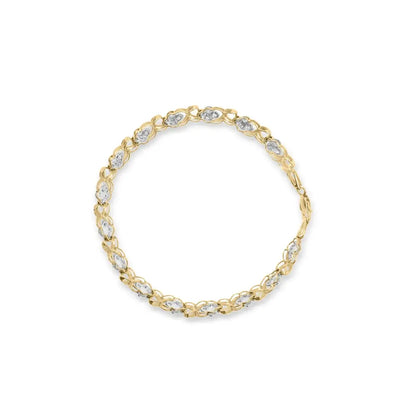 10k yellow gold 1.00 cttw diamond 5 stone floral cluster and ’x’ link 7’’ bracelet (i j color i3 clarity) bracelets/bracelet/link