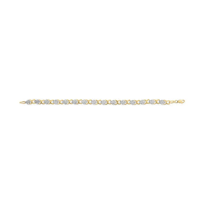 10k yellow gold 1.00 cttw diamond 5 stone floral cluster and ’x’ link 7’’ bracelet (i j color i3 clarity) bracelets/bracelet/link