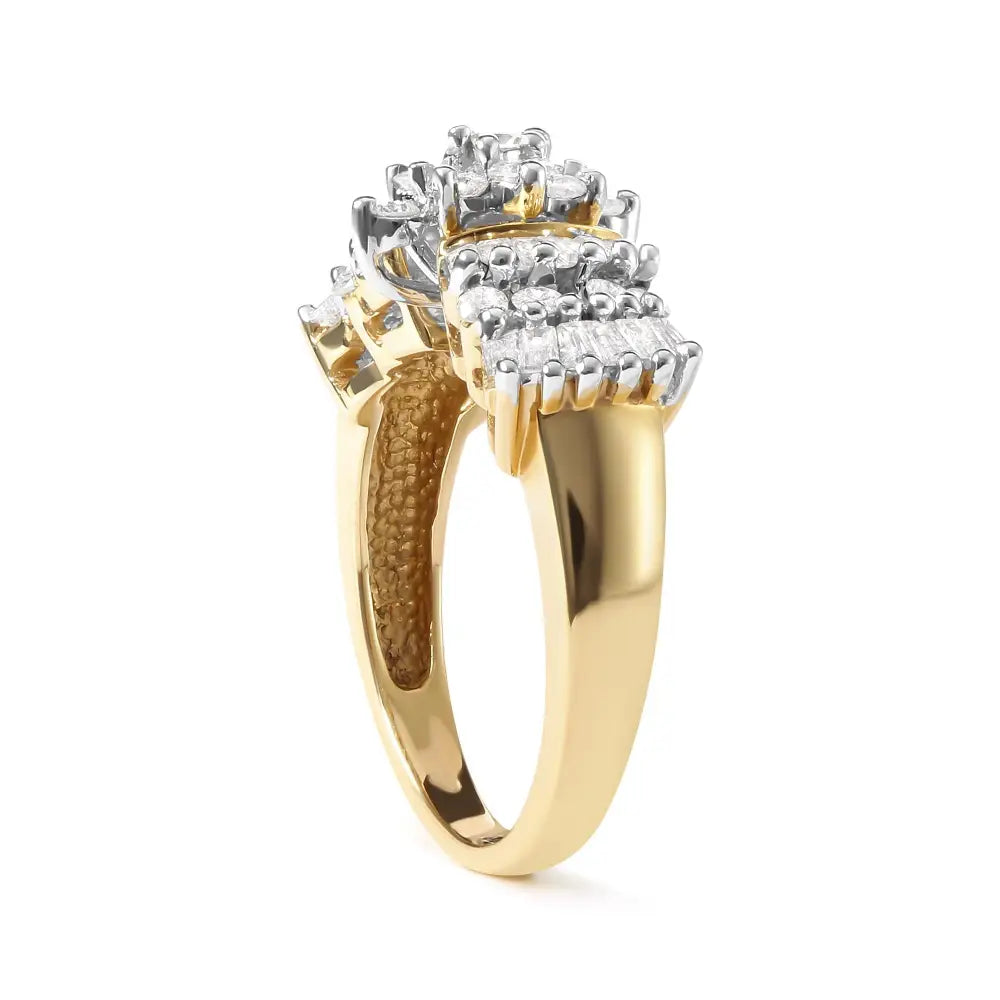 10k yellow gold 1.00 cttw diamond starburst fashion ring band bijoux-nyc direct