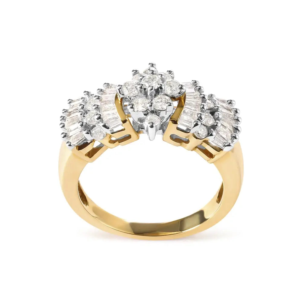 10k yellow gold 1.00 cttw diamond starburst fashion ring band bijoux-nyc direct