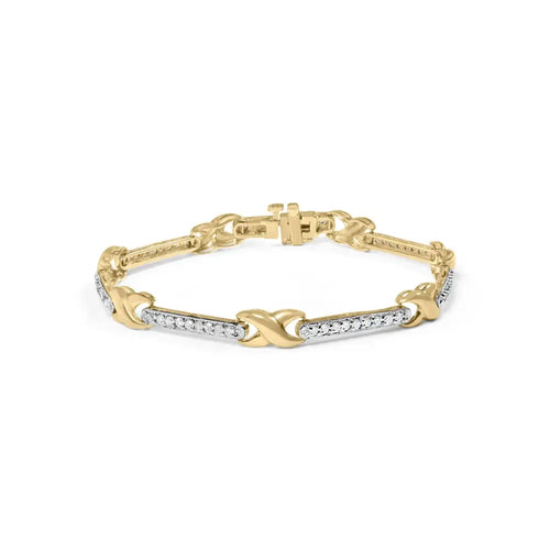 1.00 cttw diamond x-link bar bracelet in 10k yellow gold 7 bijoux-nyc direct