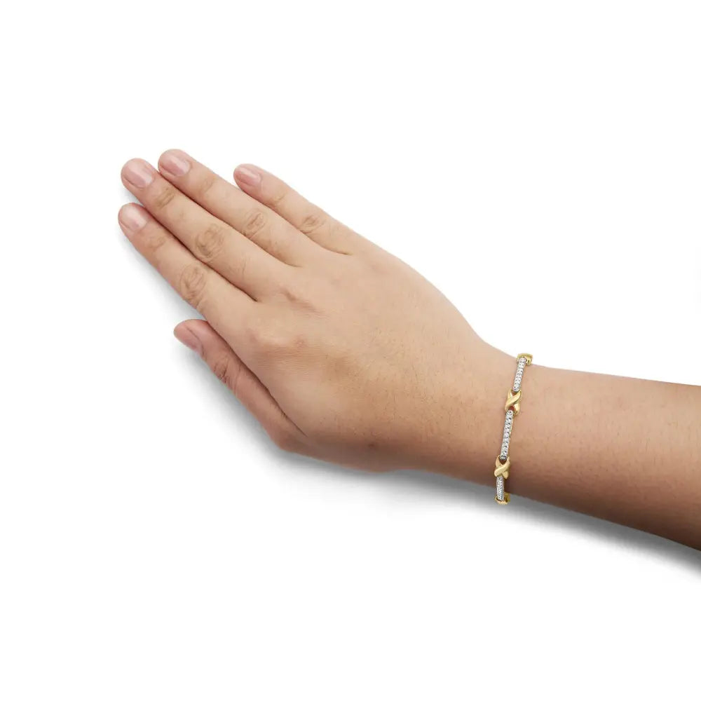 1.00 cttw diamond x-link bar bracelet in 10k yellow gold 7 bijoux-nyc direct