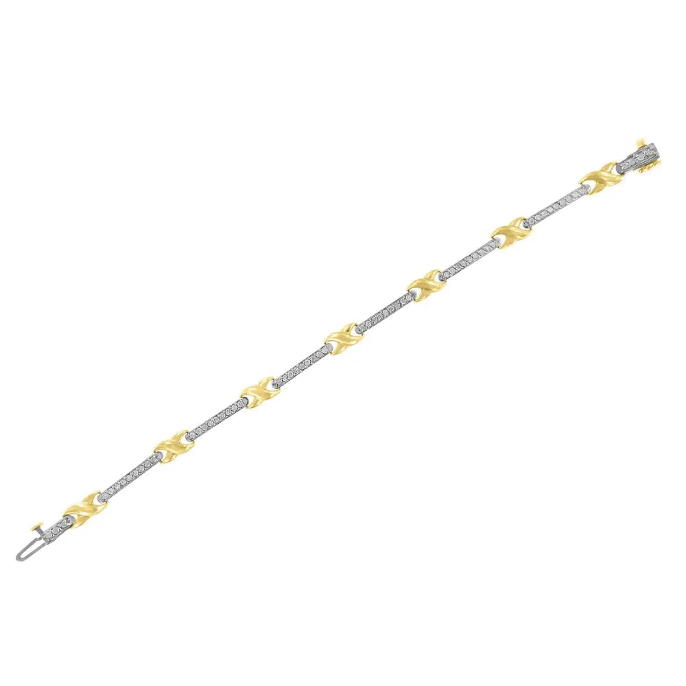 1.00 cttw diamond x-link bar bracelet in 10k yellow gold 7 bijoux-nyc direct