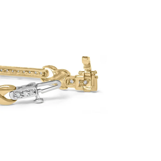 10k yellow gold 1.00 cttw pave set diamond bar and x link 7’’ bracelet (i j color i3 quality) bracelets/bracelet/link handcrafted