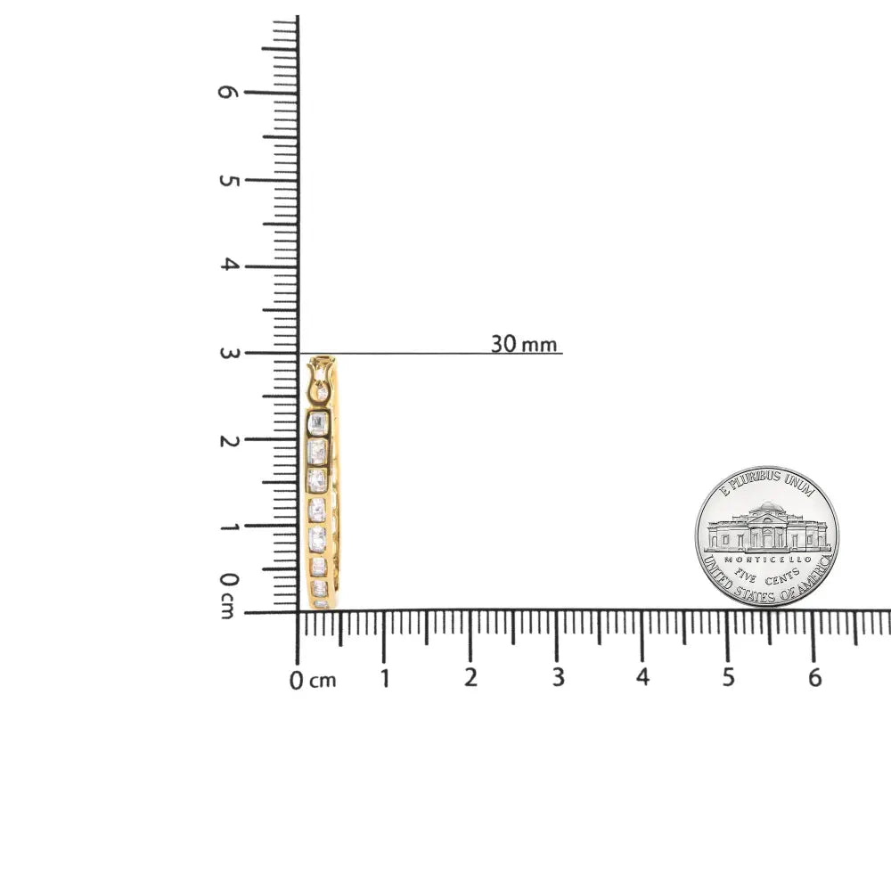 10k yellow gold 1.00 cttw round and baguette diamond u-hoop earrings bijoux-nyc direct