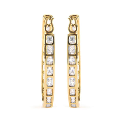 10K Yellow Gold 1.00 Cttw Round and Baguette-Cut Diamond U-Hoop Earrings (H-I Color, SI2-I1 Clarity) - Bijoux-NYC Direct