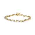 10k yellow gold 1.00 cttw diamond floral s-link 7.5 inch bracelet bijoux-nyc direct