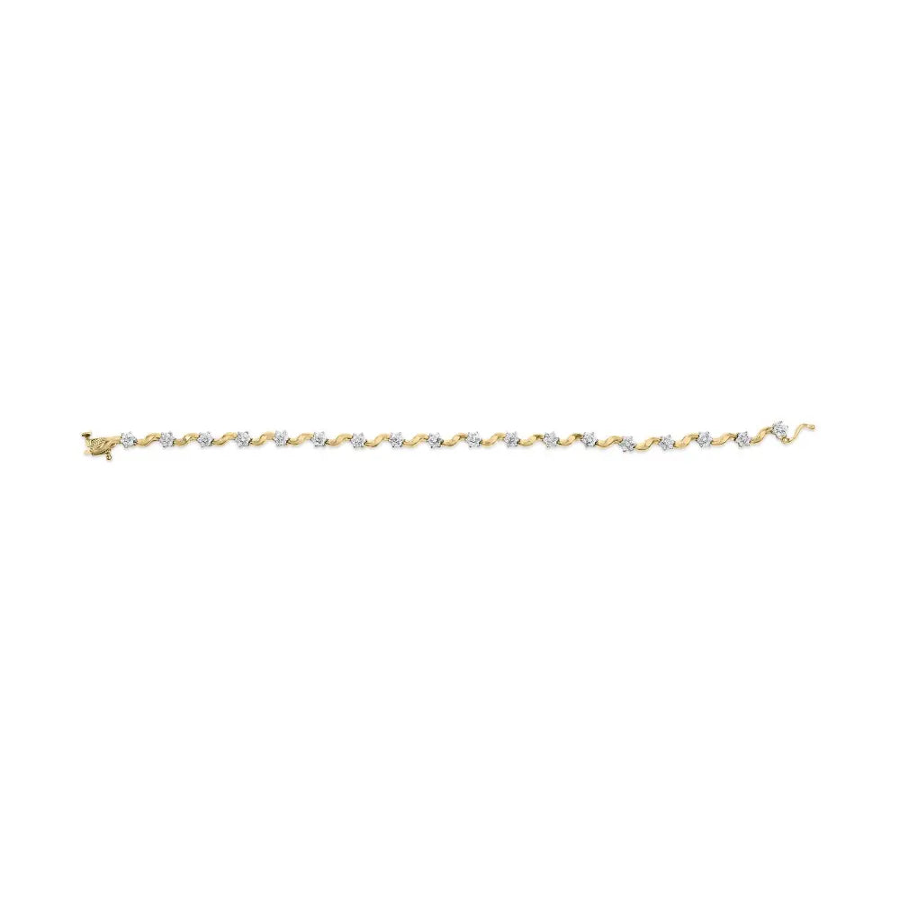 10k yellow gold 1.00 cttw round cut diamond floral s link 7.50’’ bracelet (i j color i2 i3 clarity) bracelets/bracelet/link