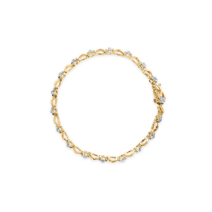 10k yellow gold 1.00 cttw round cut diamond floral s link 7.50’’ bracelet (i j color i2 i3 clarity) bracelets/bracelet/link