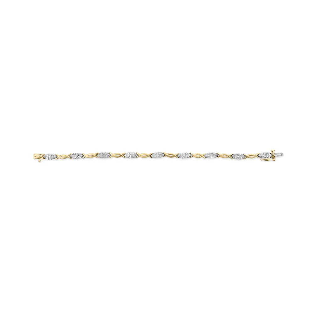 10k yellow gold 1.00 cttw round cut diamond spiral link 7’’ bracelet (h i color i2 i3 clarity) bracelets/bracelet/link handcrafted