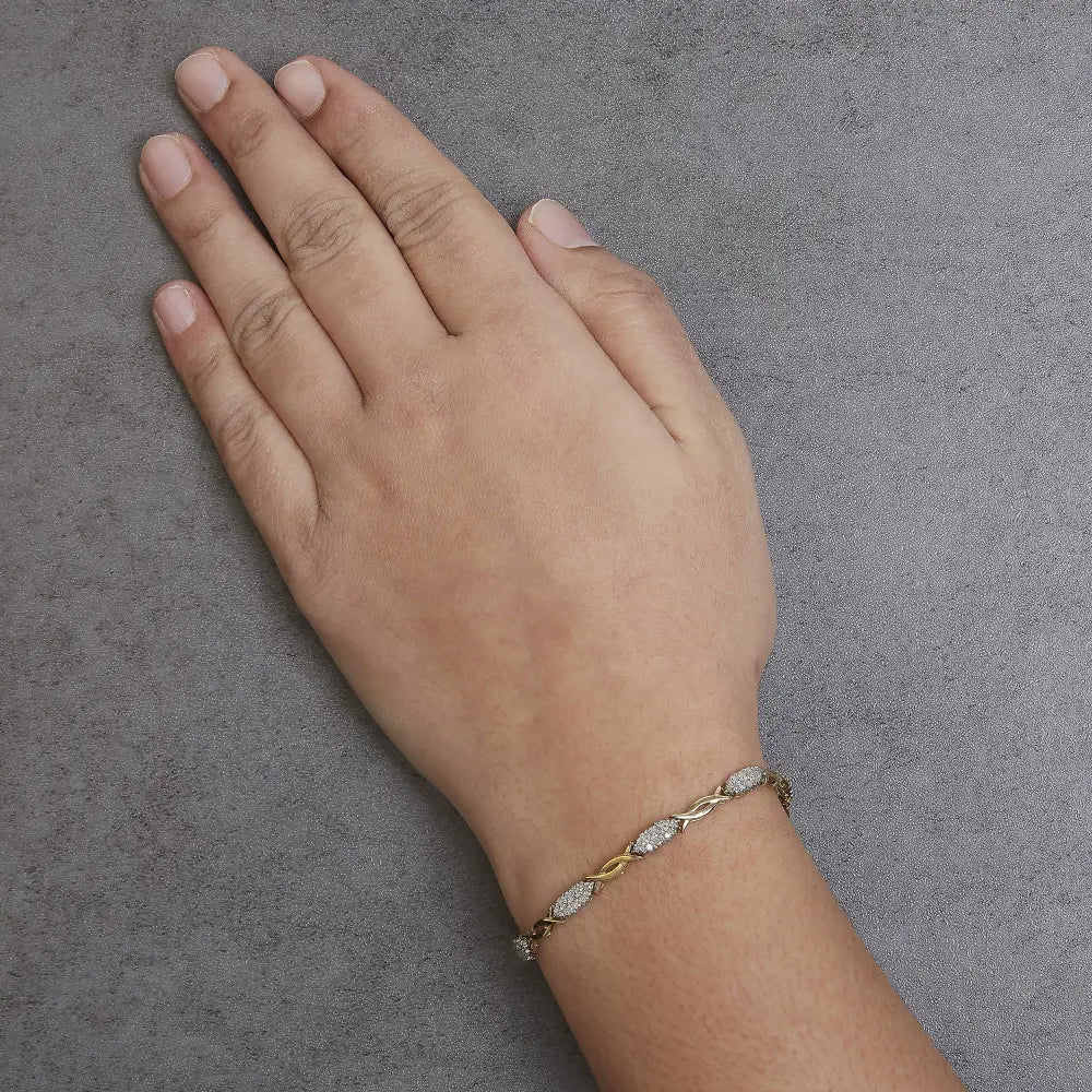 1.00 cttw diamond spiral link bracelet in 10k yellow gold 7 inch bijoux-nyc direct