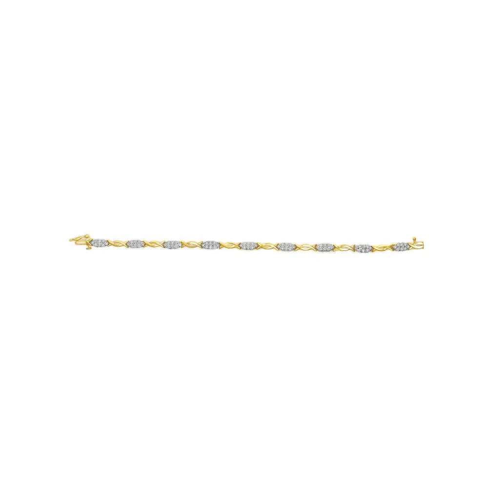 1.00 cttw diamond spiral link bracelet in 10k yellow gold 7 inch bijoux-nyc direct