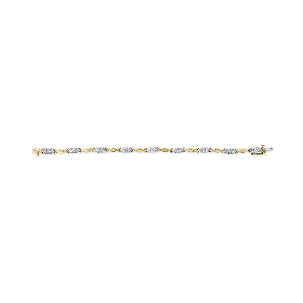 1.00 cttw diamond spiral link bracelet in 10k yellow gold 7 inch bijoux-nyc direct