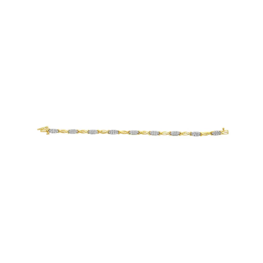 10k yellow gold 1.00 cttw round cut diamond spiral link 7’’ bracelet (h i color i2 i3 clarity) bracelets/bracelet/link handcrafted