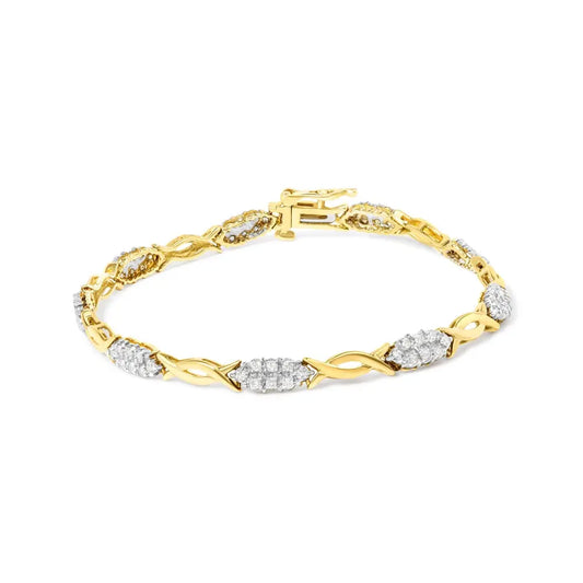 10k yellow gold 1.00 cttw round cut diamond spiral link 7’’ bracelet (h i color i2 i3 clarity) bracelets/bracelet/link handcrafted