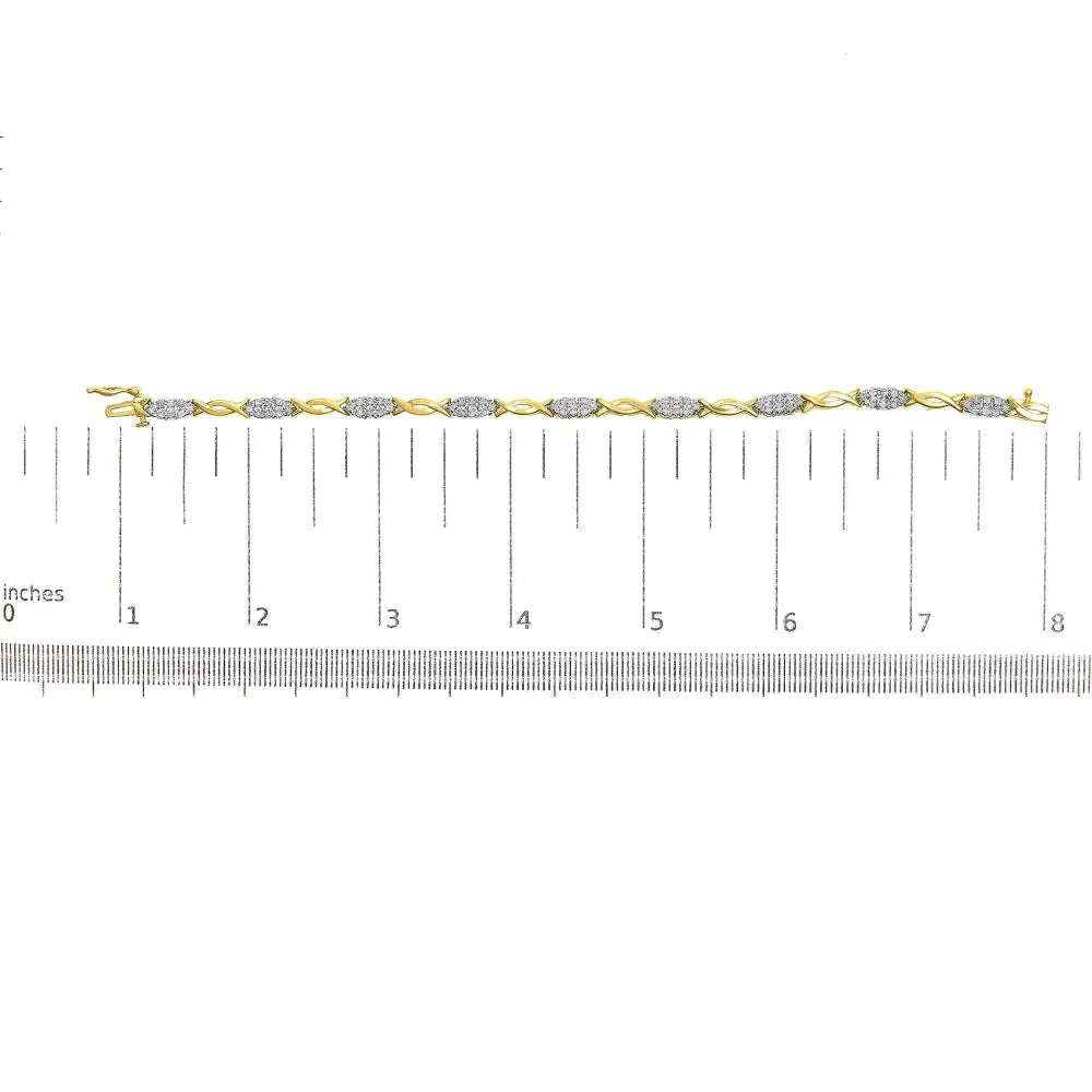 1.00 cttw diamond spiral link bracelet in 10k yellow gold 7 inch bijoux-nyc direct