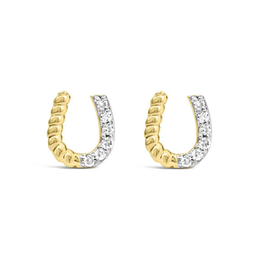 10K Yellow Gold 1/10 Cttw Braided Horseshoe Stud Earrings (H-I Color, SI1-SI2 Clarity) - Bijoux-NYC Direct