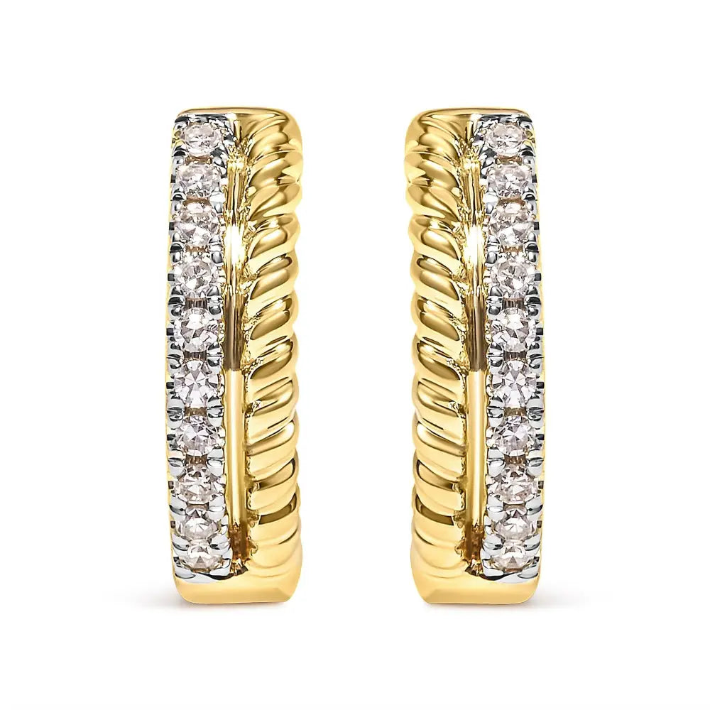 Diamond rope twist huggy hoop earrings in 10k yellow gold – 1/10 cttw bijoux-nyc direct
