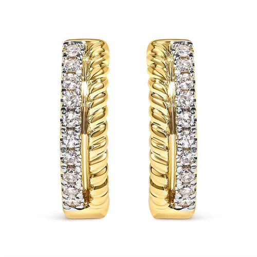1/10 cttw diamond rope twist huggy hoop earrings in 10k yellow gold bijoux-nyc direct