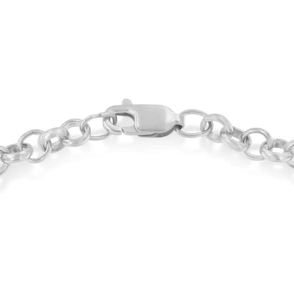 10k yellow gold 1/10 cttw diamond awareness ribbon & heart charm on 7’’.925 sterling silver rolo bracelet (h i color i1 i2