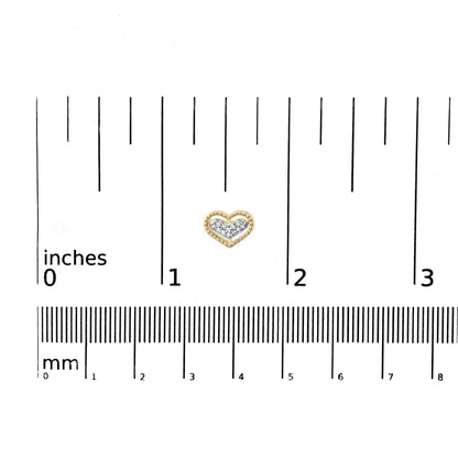 10K Yellow Gold 1/10 Cttw Diamond Heart and Beaded Halo Stud Earrings (I-J Color, I1-I2 Clarity) - Bijoux-NYC Direct