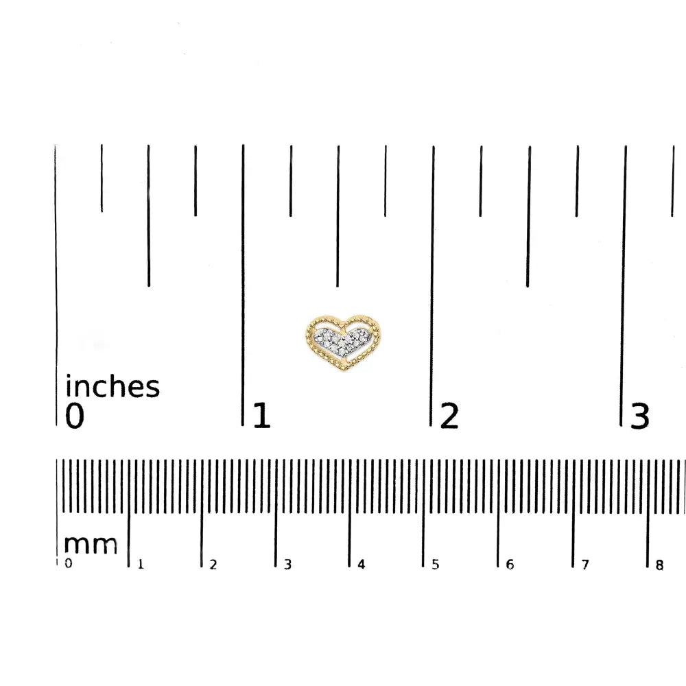 10k yellow gold 1/10 cttw diamond heart beaded halo stud earrings bijoux-nyc direct