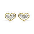 10k yellow gold 1/10 cttw diamond heart beaded halo stud earrings bijoux-nyc direct
