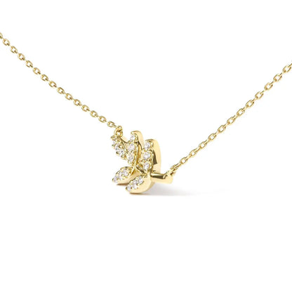 10k yellow gold 1/10 cttw diamond leaf and branch 18’’ pendant necklace (h i color i1 i2 clarity) necklaces/pendant/pendant