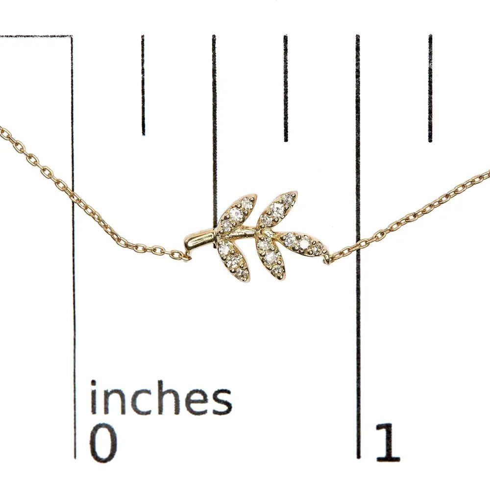 10k yellow gold 1/10 cttw diamond leaf and branch 18 inch pendant necklace bijoux-nyc direct