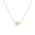 10k yellow gold 1/10 cttw diamond leaf and branch 18 inch pendant necklace bijoux-nyc direct