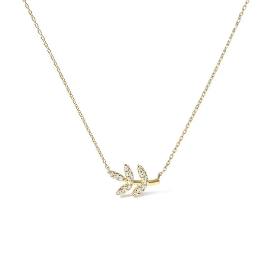 10k yellow gold 1/10 cttw diamond leaf and branch 18’’ pendant necklace (h i color i1 i2 clarity) necklaces/pendant/pendant
