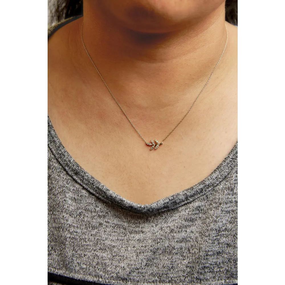 10k yellow gold 1/10 cttw diamond leaf and branch 18’’ pendant necklace (h i color i1 i2 clarity) necklaces/pendant/pendant