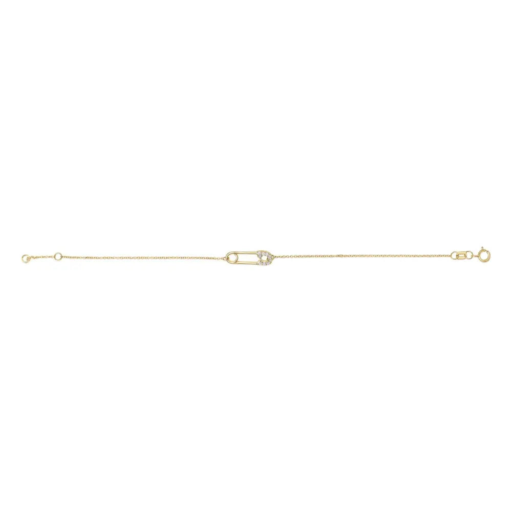 10k yellow gold 1/10 cttw diamond paperclip charm adjustable bracelet bijoux-nyc direct
