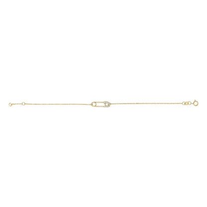 10K Yellow Gold 1/10 Cttw Diamond Paperclip Charm Adjustable Link Bracelet (J-J Color, I1-I2 Clarity) - 7.25 Inch - Bijoux-NYC Direct