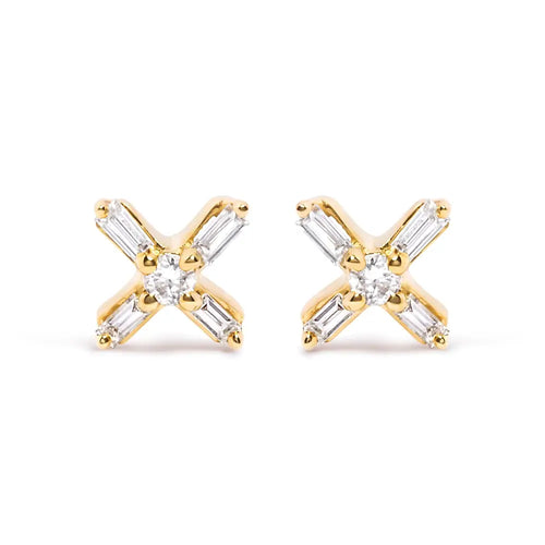 1/10 cttw diamond criss cross stud earrings in 10k yellow gold bijoux-nyc direct